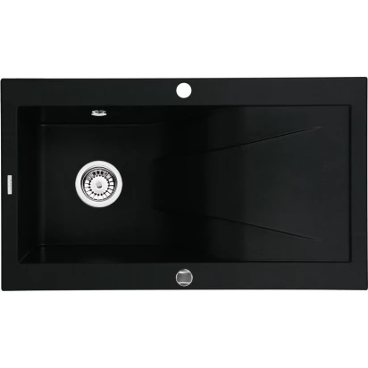 Zlewozmywak granitowy 1-komorowy z ociekaczem Deante RAPSODIA NERO ZQR N113 czarny mat