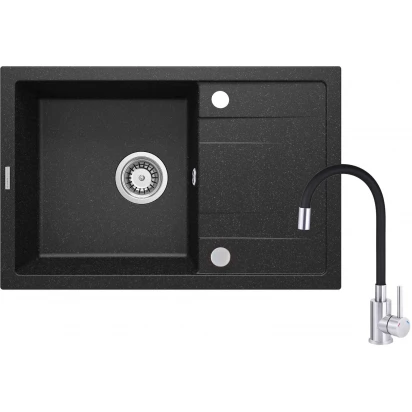 Zlewozmywak granitowy 1-komorowy z ociekaczem + bateria Deante CORIO ZRCP2113