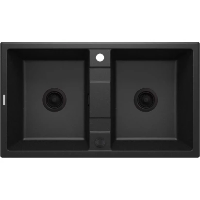 Zlewozmywak granitowy 2-komorowy Deante ERIDAN ZQE G203 grafitowy metalik