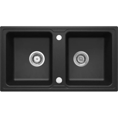 Zlewozmywak granitowy 2-komorowy Deante ZORBA ZQZ G203 grafitowy metalik