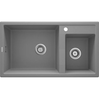 Zlewozmywak granitowy 2-komorowy bez ociekacza Deante ERIDAN ZQE S20B szary metalik