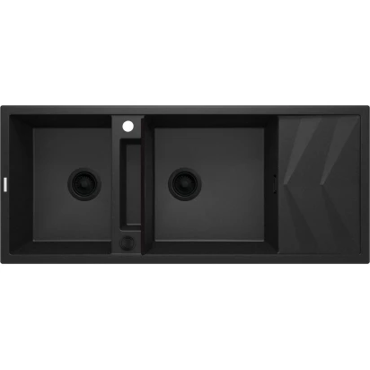 Zlewozmywak granitowy 2-komorowy z ociekaczem 116x50 Deante MAGNETIC ZRM G213 grafit metalik