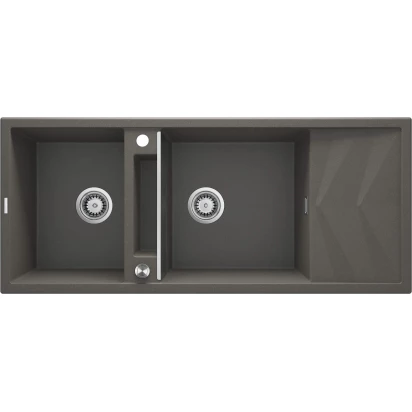Zlewozmywak granitowy 2-komorowy z ociekaczem 116x50 Deante MAGNETIC ZRM T213 antracyt metalik