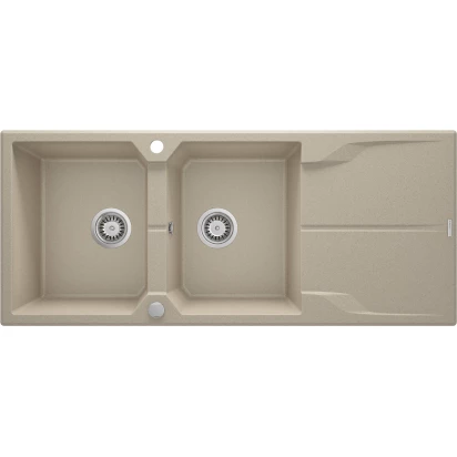 Zlewozmywak granitowy 2-komorowy z ociekaczem Deante ANDANTE ZQN 7213 piaskowy