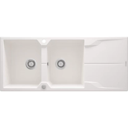 Zlewozmywak granitowy 2-komorowy z ociekaczem Deante ANDANTE ZQN A213 alabaster