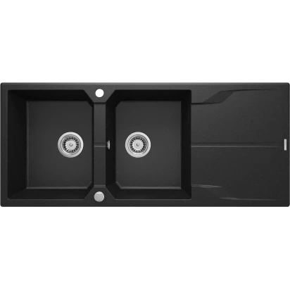 Zlewozmywak granitowy 2-komorowy z ociekaczem Deante ANDANTE ZQN G213 grafitowy metalik