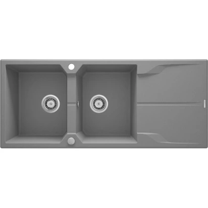 Zlewozmywak granitowy 2-komorowy z ociekaczem Deante ANDANTE ZQN S213 szary