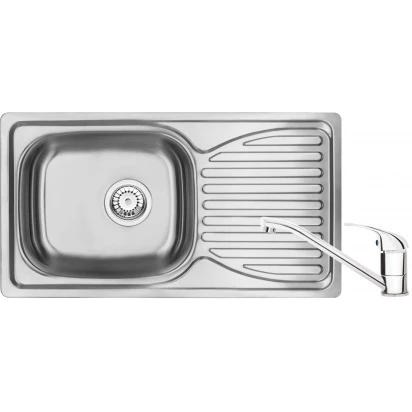 Zlewozmywak stalowy 1-komorowy 67x44 z ociekaczem + bateria Deante DOPPIO ZENA0113