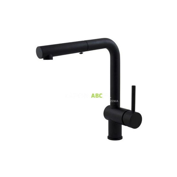 Bateria kuchenna z wyciąganą wylewką Paffoni LIGHT LIG285NO czarny mat, 2 strumienie