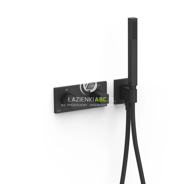 Bateria prysznicowa podtynkowa termostatyczna 2-drożna + zestaw prysznicowy Tres B-SYSTEM 30725201NM czarna mat