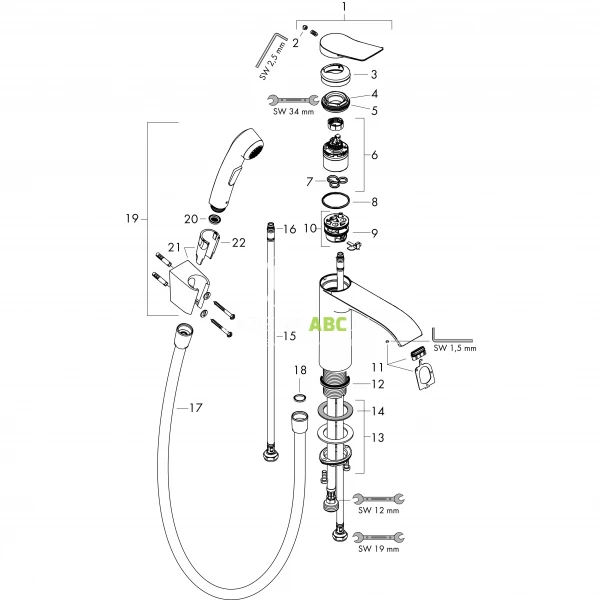 Bateria umywalkowa z rączką typu bidetta Hansgrohe VIVENIS 75210000