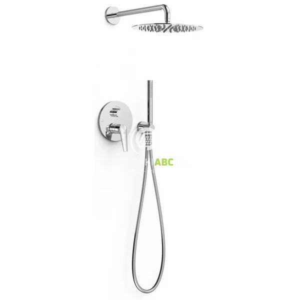 Bateria wannowo-prysznicowa podtynkowa + deszczownica z ramieniem + zestaw prysznicowy punktowy Tres FUJI 28128004