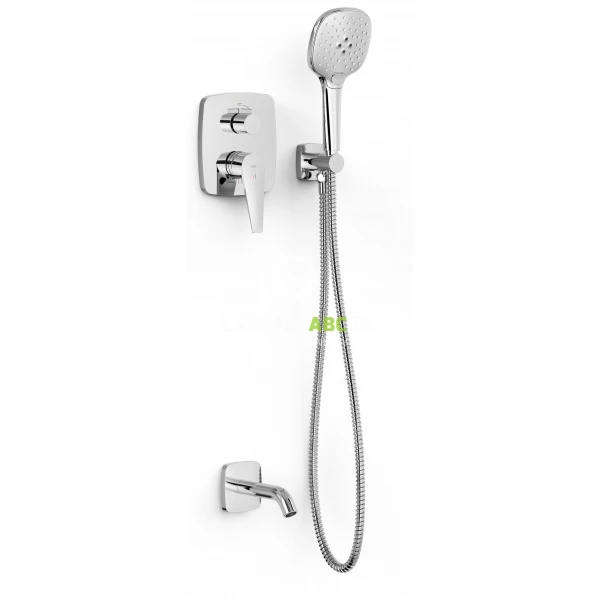 Bateria wannowo-prysznicowa + punktowy zestaw prysznicowy + wylewka wannowa Tres CANIGÓ TRES PLUS 21828006