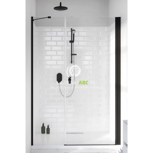 Czarne drzwi prysznicowe 130x200 Radaway NES 8 BLACK DWS 10078110-54-01R, 10078113-01-01 prawe