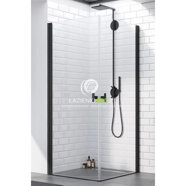 Czarne drzwi prysznicowe 90x200 Radaway NES 8 BLACK KDD I 10071090-54-01L lewe