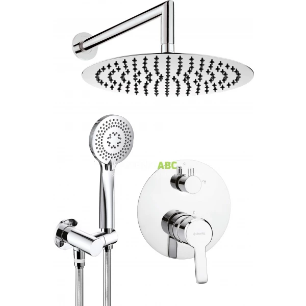 Deszczownica + zestaw prysznicowy z uchwytem punktowym + bateria podtynkowa Deante ARNIKA NAC 09QP