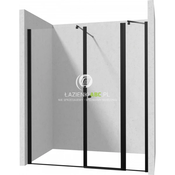 Drzwi prysznicowe do wnęki 140cm Deante KERRIA PLUS NERO KTSUN43P,KTS N11X,KTS N84P d/uchylne 100 + ścianka 40 czarny mat