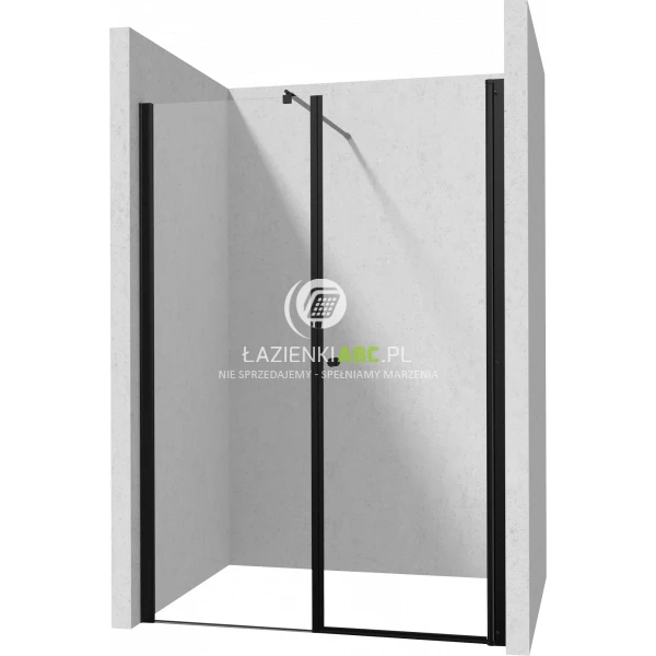 Drzwi prysznicowe do wnęki 160cm Deante KERRIA PLUS NERO KTSWN42P,KTS N11X,KTS N38P d/wahadłowe 80 + ścianka 80 czarny mat