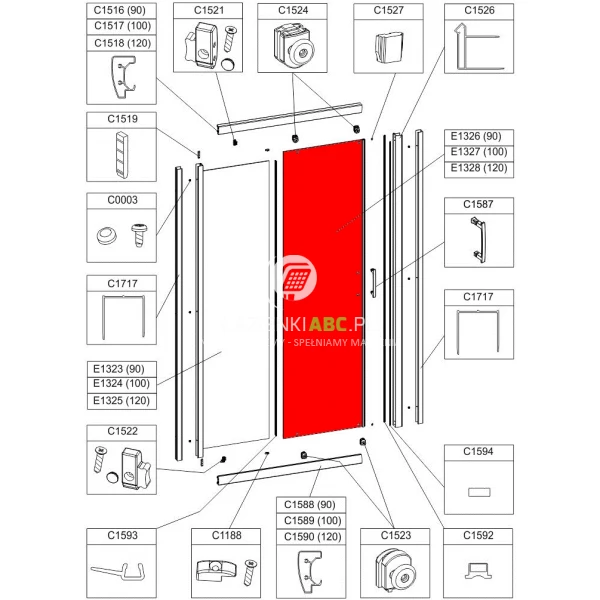 Element ruchomy do drzwi przesuwnych D2/TX5 100 cm, szkło hartowane Sanplast TX 660-E1327