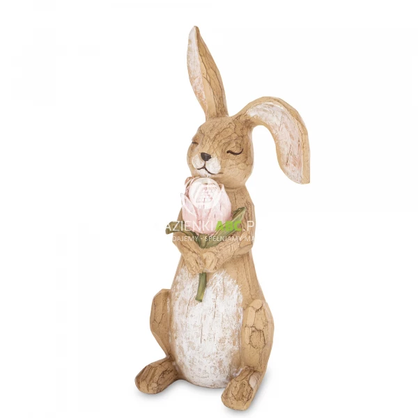 Figurka Królik z kwiatkiem 30 cm Casa Roma 175130