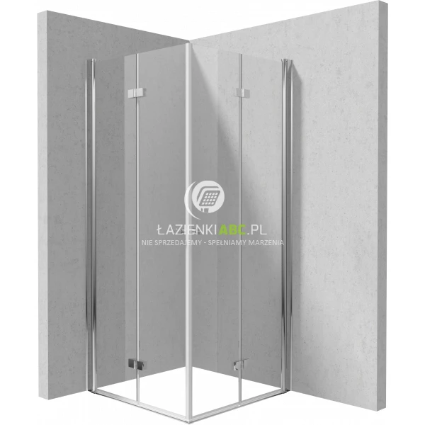 Kabina kwadratowa 80x80 Deante KERRIA PLUS KTSX042P,KTSX042P podwójne drzwi składane