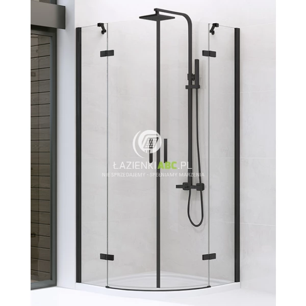 Kabina półokrągła 80x80x195 New Trendy NEW MERINA BLACK K-0535