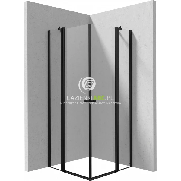 Kabina prostokątna 100x80 Deante KERRIA PLUS NERO KTSUN42P,KTSUN43P podwójne drzwi uchylne czarny mat