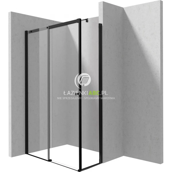 Kabina prostokątna 110x30 Deante KERRIA PLUS NERO KTSPN11P,KTS NP1X,KTS N83P d/przesuwne + ścianka czarny mat