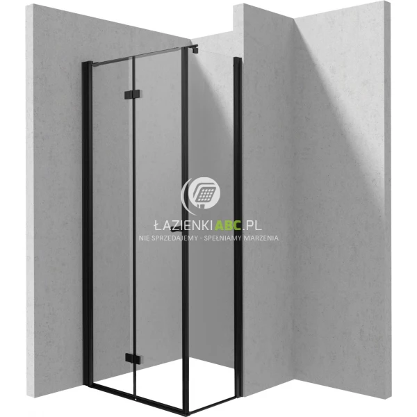 Kabina prostokątna 80x40 Deante KERRIA PLUS NERO KTSXN42P,KTS N84P d/składane + ścianka czarny mat