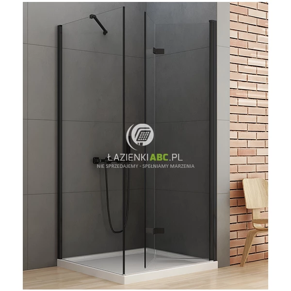 Kabina prostokątna 90x100x195 New Trendy NEW SOLEO BLACK D-0239A/D-0116B prawa