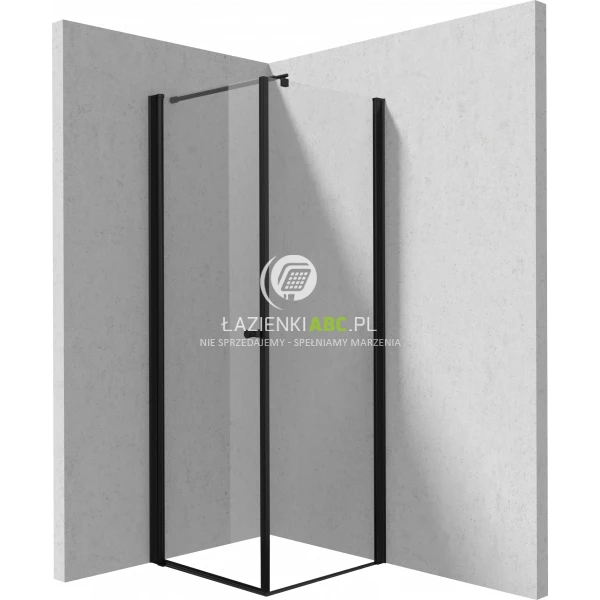 Kabina prostokątna 90x70 Deante KERRIA PLUS NERO KTS N39P,KTSWN47P ścianka + d/wahadłowe czarny mat