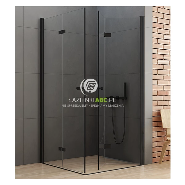 Kabina prostokątna 90x80x195 New Trendy NEW SOLEO BLACK 2D D-0235A/D-0238A