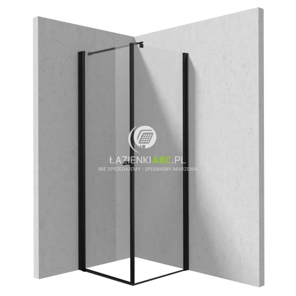 Kabina prysznicowa kwadratowa 90x90 Deante KERRIA PLUS NERO KTSWN41P, KTS N39P d/wahadłowe + ścianka czarna