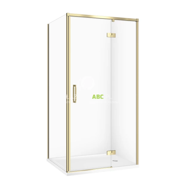 Kabina prysznicowa prawa 100X80X195 z brodzikiem 100X4 Cersanit LARGA S601-458 złoty mat