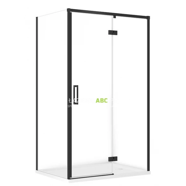 Kabina prysznicowa prostokątna 120x90 prawa + brodzik 120x4 Cersanit LARGA/TAKO S601-336 czarny/biały