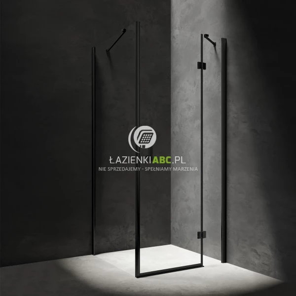 Kabina prysznicowa prostokątna 80x100 Omnires MANHATTAN MH8010BLTR czarny mat