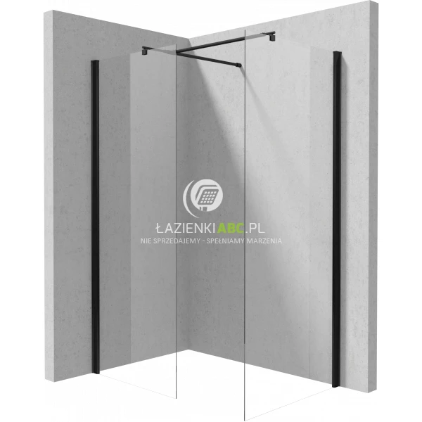 Kabina prysznicowa walk-in 80+70cm Deante KERRIA PLUS NERO KTS N38P,KTS N37P czarny mat