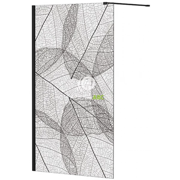 Kabina prysznicowa walk-in 120x200 Besco LEAFY LF-120-200C z motywem liścia