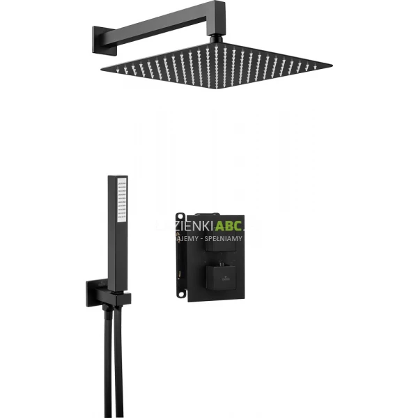 Zestaw prysznicowy podtynkowy z termostatem Deante NERO BXYZNEAT kwadratowy czarny mat
