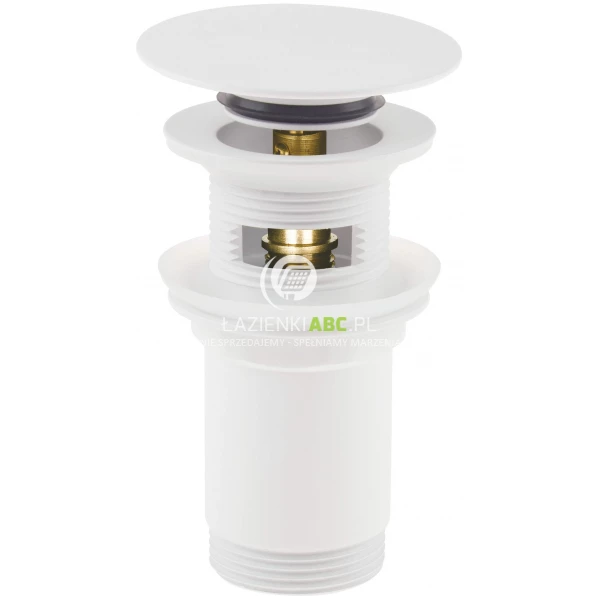 Korek click-clack okrągły do umywalki lub bidetu z tuleją Deante NHC A10U biały