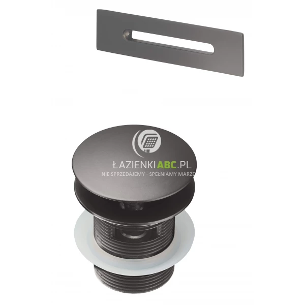 Korek klik-klak + prostokątny przelew do wanny Deante KYY D10B titanium