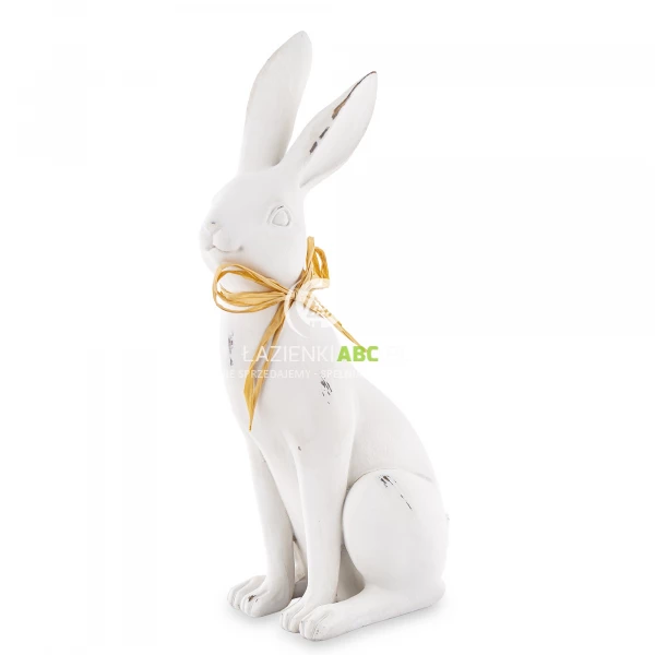 Królik zając siedzący biała figurka 36cm Casa Roma 162526