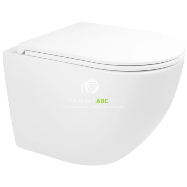 Miska WC wisząca 52x35,5 bez kołnierza z powłoką SmartClean + deska wolnoopadająca Ovan Slim Oltens HAMNES STILLE 42522000