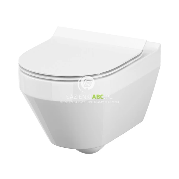 Miska WC wisząca bez kołnierza + deska SLIM wolnoopadająca Cersanit CREA S701-212 owalna