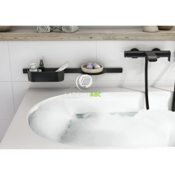 Panel ścienny 70 cm + półka na kosmetyki + kosz do przechowywania Hansgrohe WALLSTORIS 27966670 czarny mat
