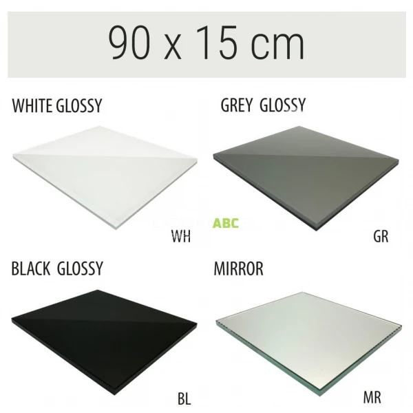 Półka szklana 90x15 MCJ FLAT/BEND GA 900/15/WH glossy/mirror