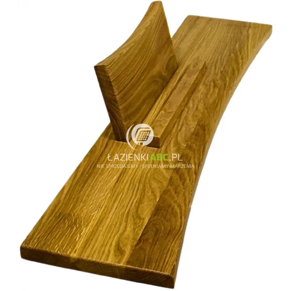 Ręcznie wykonana półka z podparciem na książkę wycięta w łuk