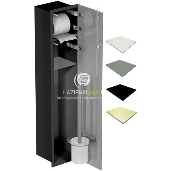 Schowek WC 80 cm czarny MCJ FLAT F.PW2D LBL WC 800 satin/gold/2xdrzwi