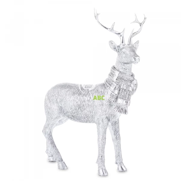 Stojący jeleń srebrny figurka 26cm Casa Roma 172079
