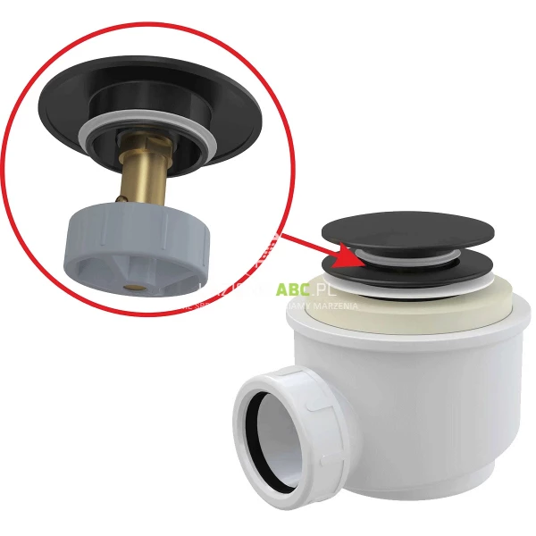 Syfon brodzikowy klik-klak z przelewem Alcaplast Alcadrain A465BLACK-50 czarny mat